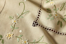 Σετ 13τμχ Τραπεζομάντηλο & Πετσέτες φαγητού Αιγαίον με Κέντημα 180X270 Gerbera